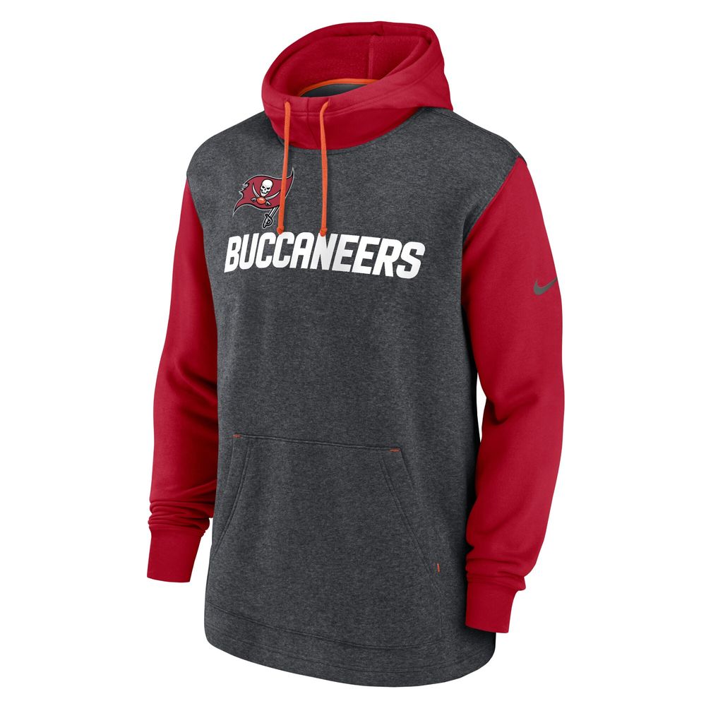 Men's Nike Heathered Charcoal/Red Tampa Bay Buccaneers Fan Gear Legacy Pullover Hoodie