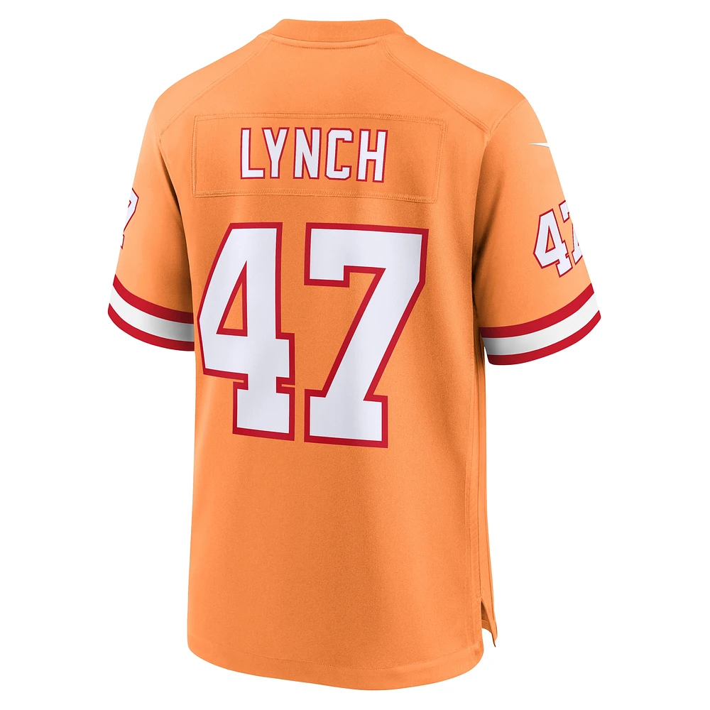 Homme Nike John Lynch Orange Tampa Bay Buccaneers Throwback Game Jersey