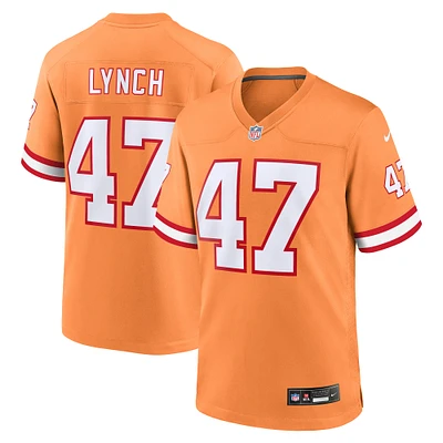 Homme Nike John Lynch Orange Tampa Bay Buccaneers Throwback Game Jersey