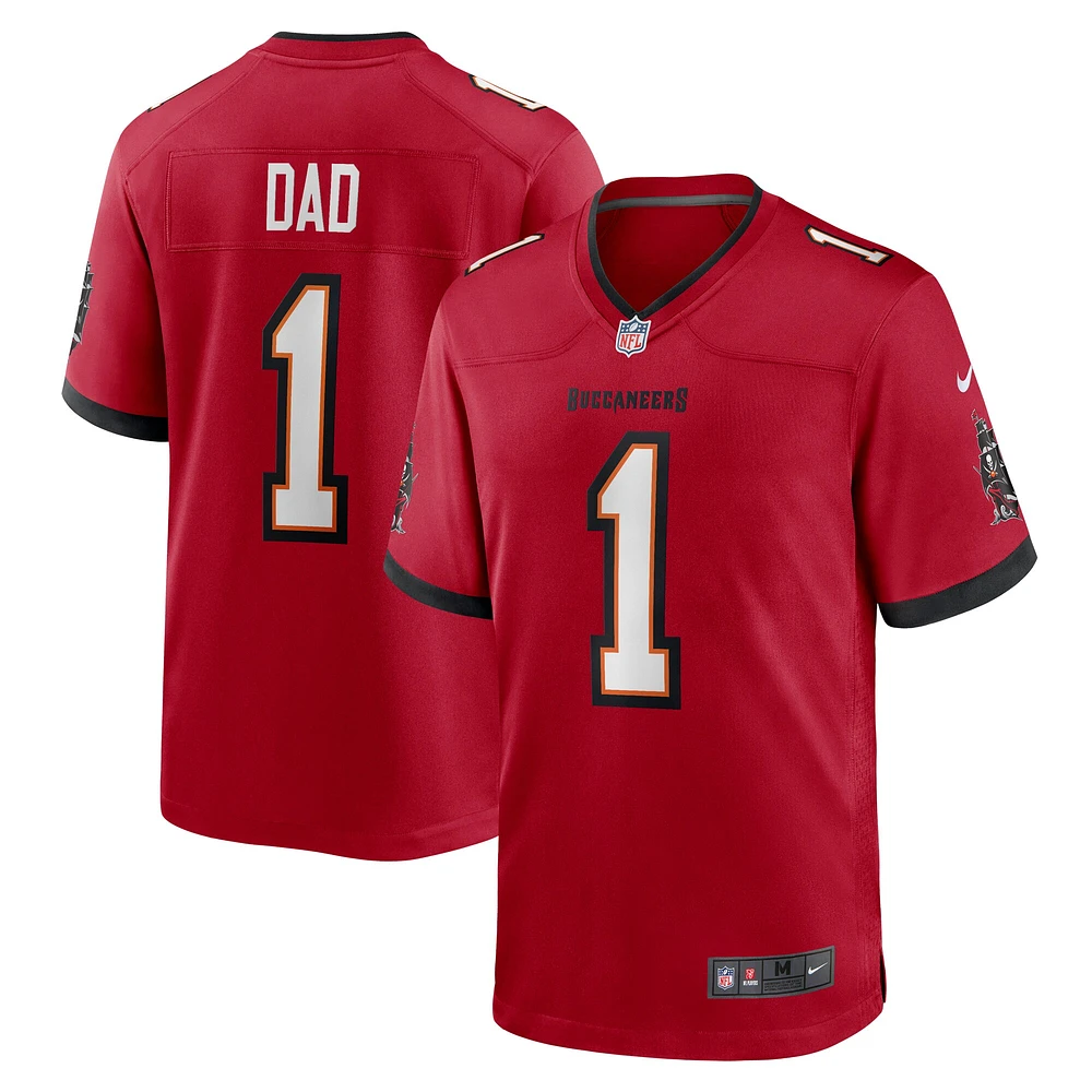 Maillot de match Nike numéro 1 Dad des Tampa Bay Buccaneers pour hommes, rouge