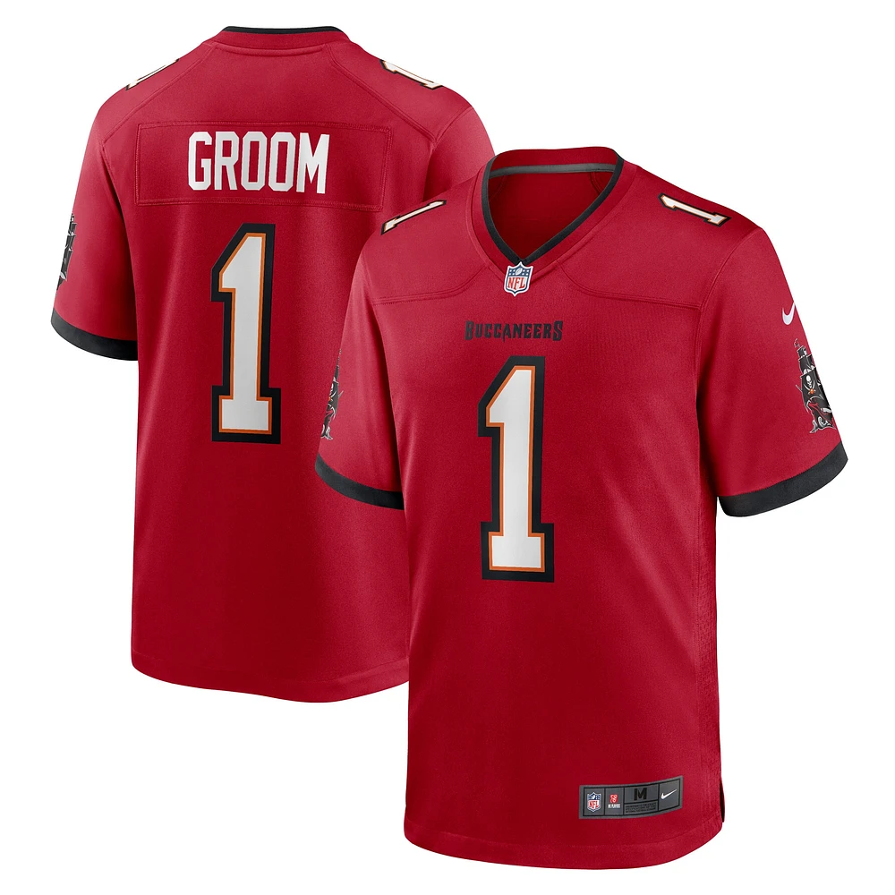 Maillot de match Nike numéro 1 Groom rouge des Buccaneers Tampa Bay pour hommes