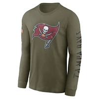 Nike Tampa Bay Buccaneers 2022 Salute To Service - T-shirt à manches longues avec logo de l'équipe pour homme