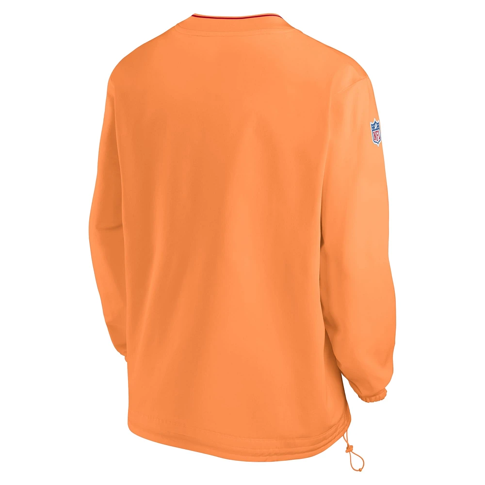 Men's Nike Orange Tampa Bay Buccaneers 2024 Sideline Throwback Logo Long-Sleeve V-Neck Windshirt