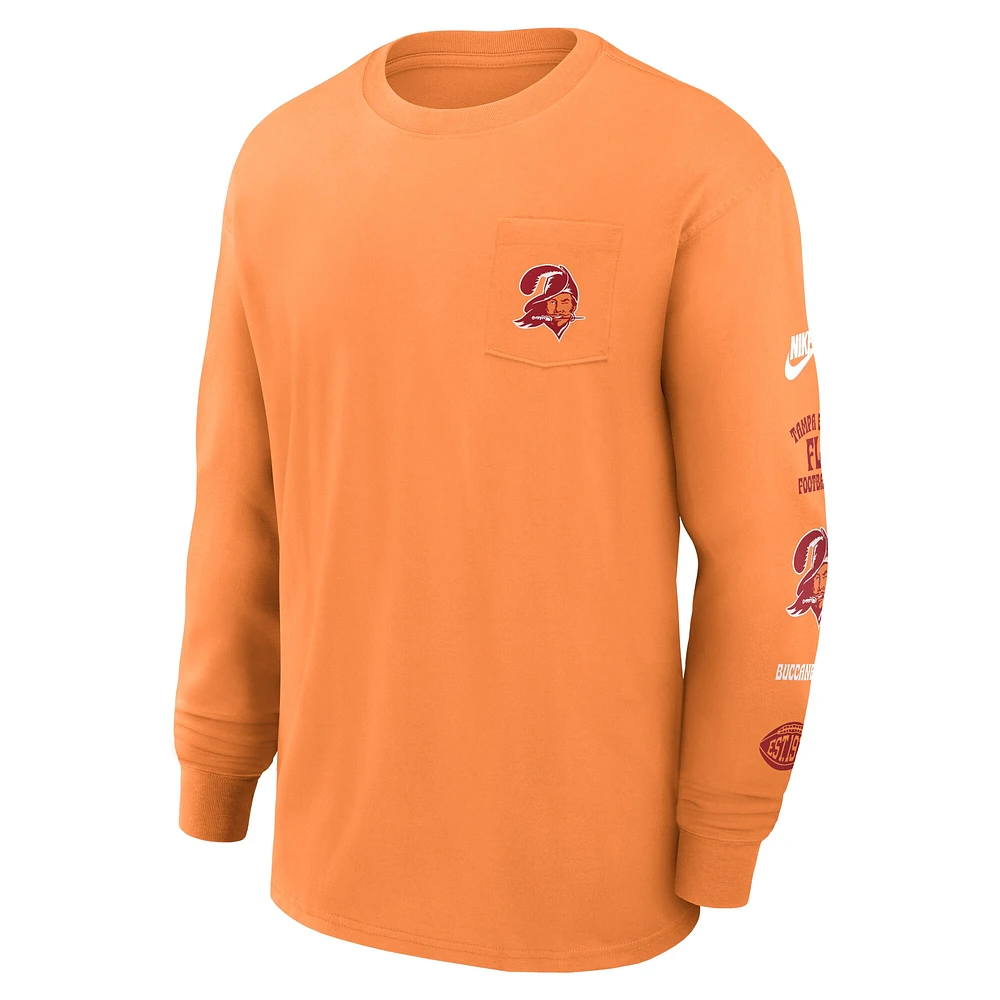 Men's Nike Orange Tampa Bay Buccaneers Rewind Heavy Max90 Pocket Long Sleeve T-Shirt