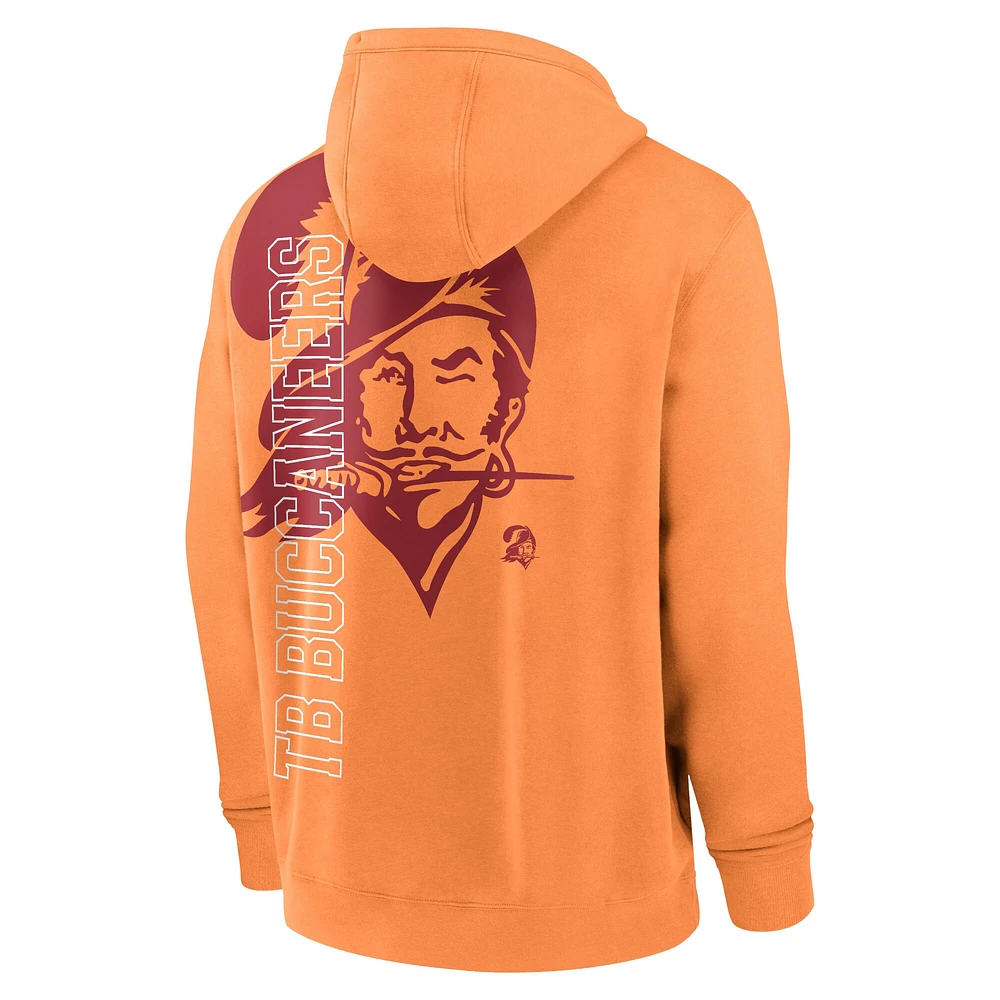 Men's Nike  Orange Tampa Bay Buccaneers Throwback Layered Logo Statement Pullover Hoodie