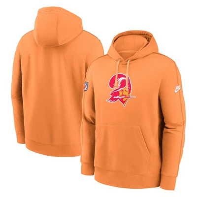 Men's Nike Orange Tampa Bay Buccaneers  Throwback Logo Club Tri-Blend Pullover Hoodie