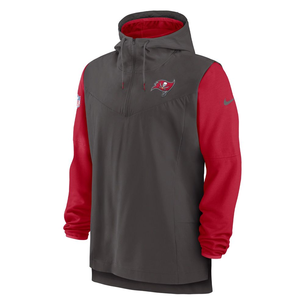 Men's Nike Pewter/Red Tampa Bay Buccaneers Sideline Player Quarter-Zip Hoodie