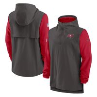 Men's Nike Pewter/Red Tampa Bay Buccaneers Sideline Player Quarter-Zip Hoodie