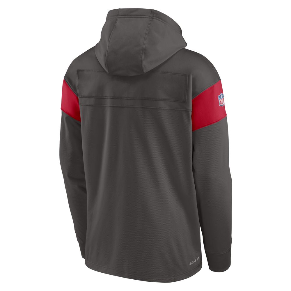 Men's Nike Pewter Tampa Bay Buccaneers Sideline Athletic Arch Jersey Performance Pullover Hoodie