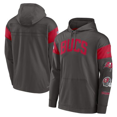 Men's Nike Pewter Tampa Bay Buccaneers Sideline Athletic Arch Jersey Performance Pullover Hoodie