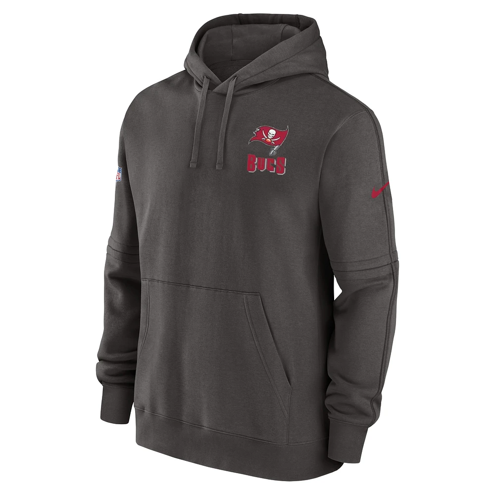 Sweat à capuche en polaire Nike Pewter Tampa Bay Buccaneers Sideline Club pour homme