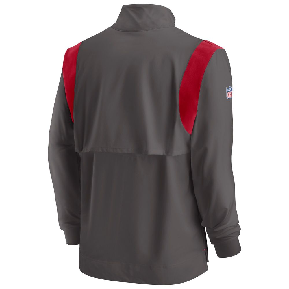 Men's Nike Pewter Tampa Bay Buccaneers Sideline Coach Chevron Lockup Quarter-Zip Long Sleeve Top