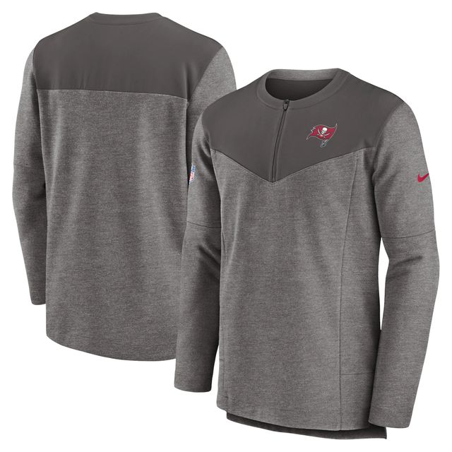 Haut à quart de zip Performance Nike Tampa Bay Buccaneers Sideline Lockup pour homme en étain