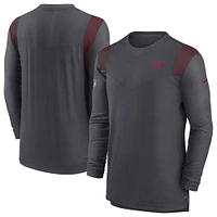 T-shirt à manches longues Nike Pewter Tampa Bay Buccaneers Sideline Tonal Logo Performance Player pour homme