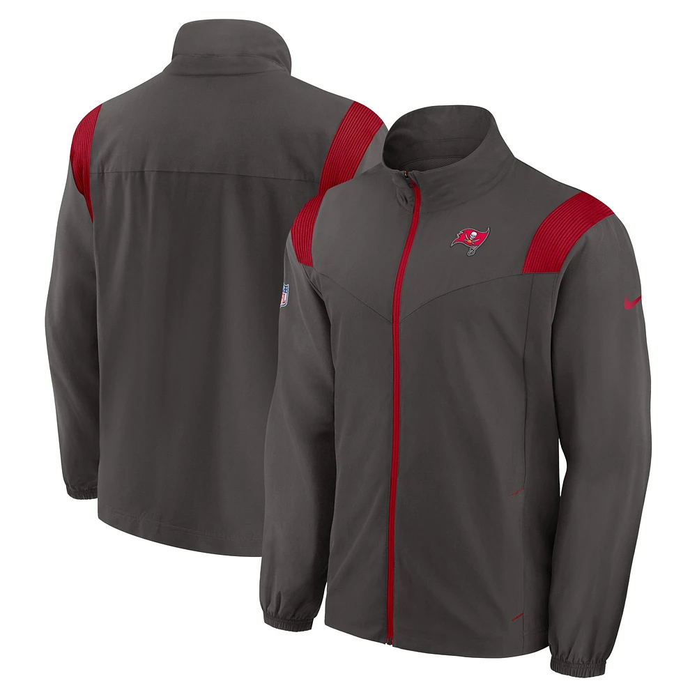 Veste entièrement zippée avec logo tissé Nike Pewter Tampa Bay Buccaneers Sideline pour homme