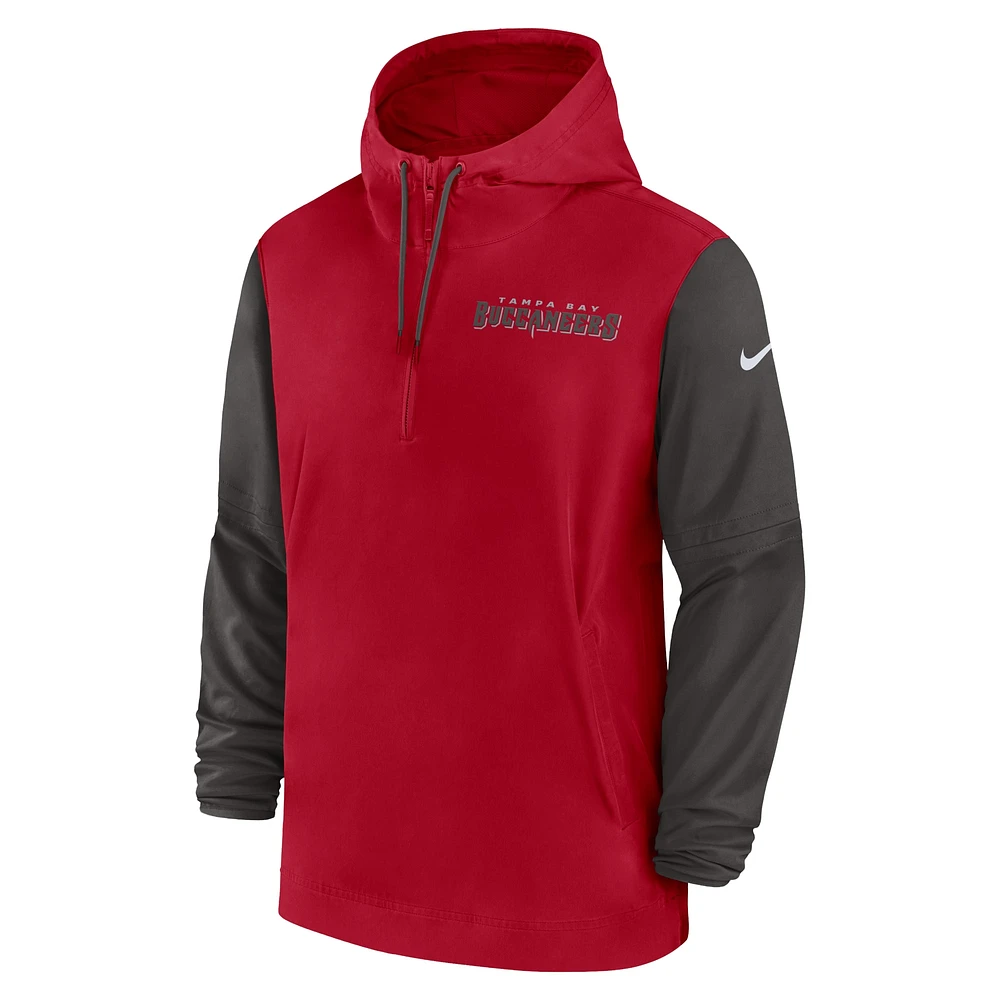 Men's Nike Red/ Tampa Bay Buccaneers 2024/25 Sideline Pre-Game Player 1/2-Zip Hoodie Jacket