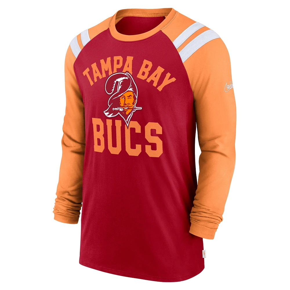 T-shirt à manches longues Nike rouge/orange Tampa Bay Buccaneers Classic Arc Raglan Tri-Blend pour hommes