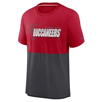 T-shirt à trois mélanges Nike pour homme Tampa Bay Buccaneers Fan Gear colorblock rouge/étain