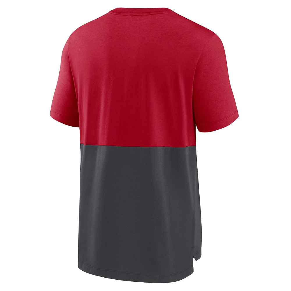 T-shirt à trois mélanges Nike pour homme Tampa Bay Buccaneers Fan Gear colorblock rouge/étain