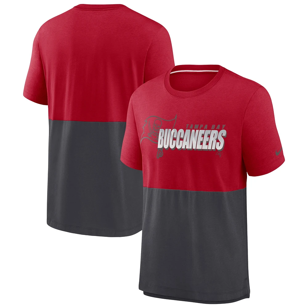 Men's Nike Red/Pewter Tampa Bay Buccaneers Fan Gear Colorblock Tri-Blend T-Shirt