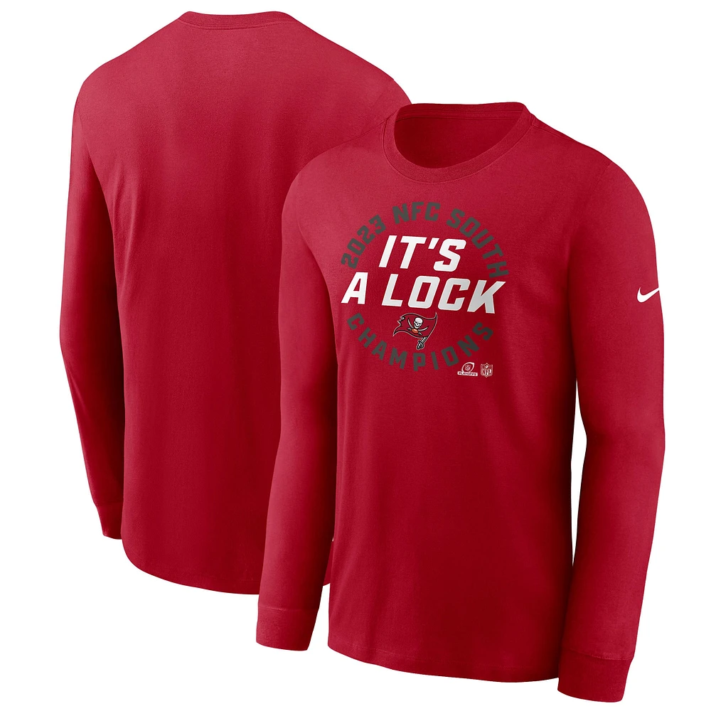 Men's Nike Red Tampa Bay Buccaneers 2023 NFC South Division Champions Locker Room Trophy Collection Long Sleeve T-Shirt