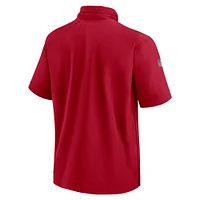 Veste à capuche manches courtes et demi-zip Nike Tampa Bay Buccaneers 2024 Sideline Coach pour homme Rouge