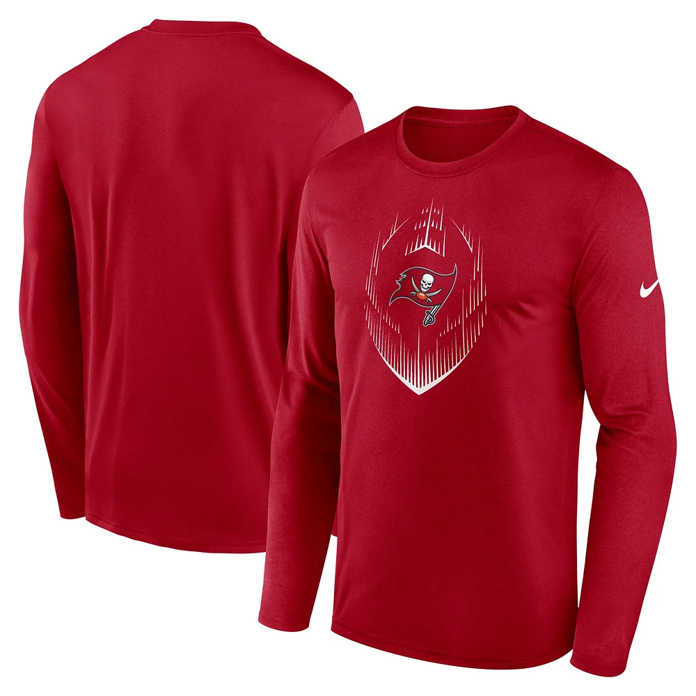 T-shirt à manches longues Nike rouge Tampa Bay Buccaneers Legend Icon pour homme