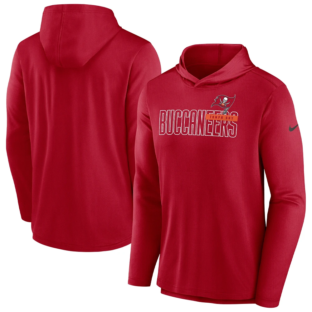 Men's Nike Red Tampa Bay Buccaneers Lightweight Performance Hooded Long Sleeve T-Shirt