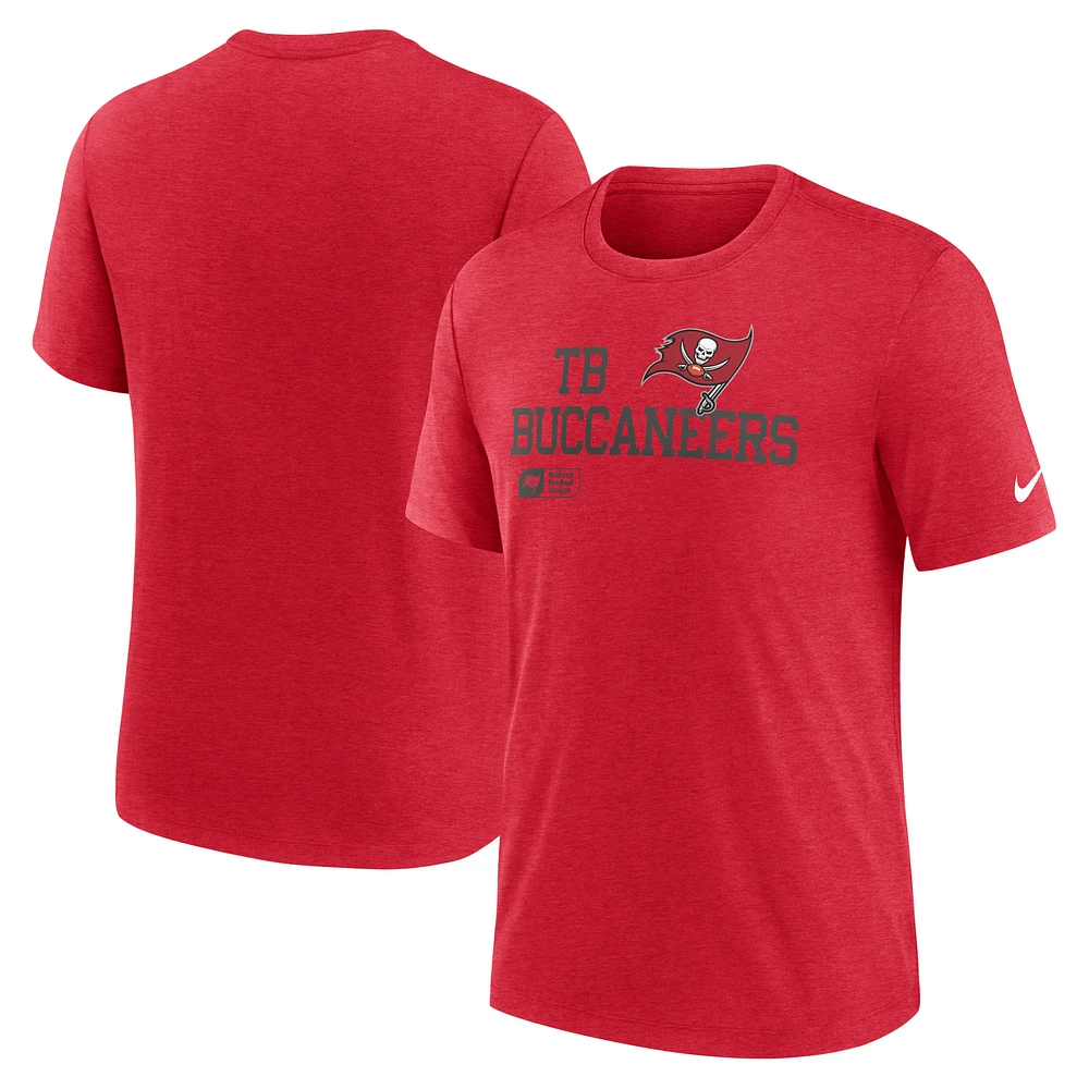 T-shirt tri-mélange Nike rouge Tampa Bay Buccaneers Overlap Lockup pour hommes