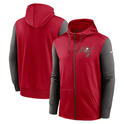 Sweat à capuche entièrement zippé Performance Tampa Bay Buccaneers Nike rouge pour homme