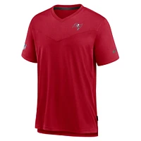 Men's Nike Red Tampa Bay Buccaneers Sideline Coach Chevron Lock Up Logo V-Neck Performance T-Shirt