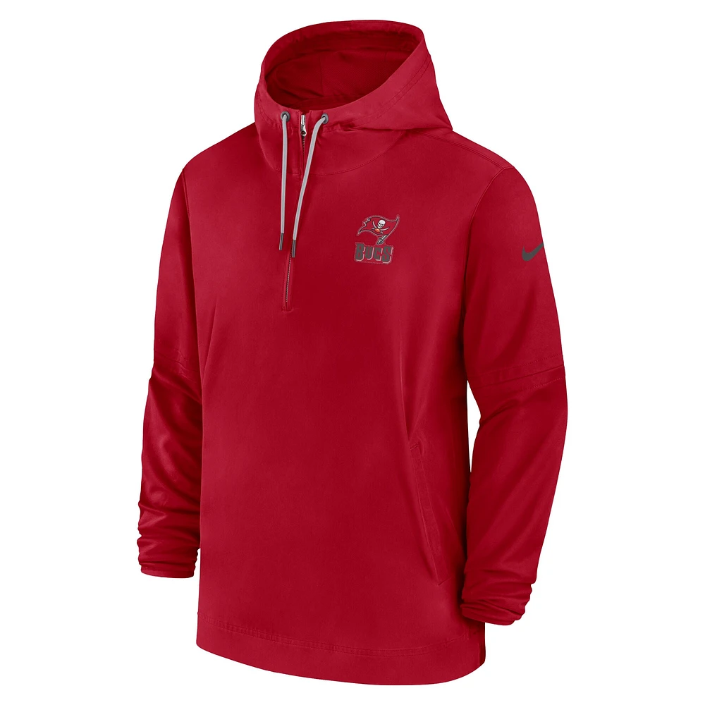 Sweat à capuche demi-glissière Nike Tampa Bay Buccaneers pour homme rouge