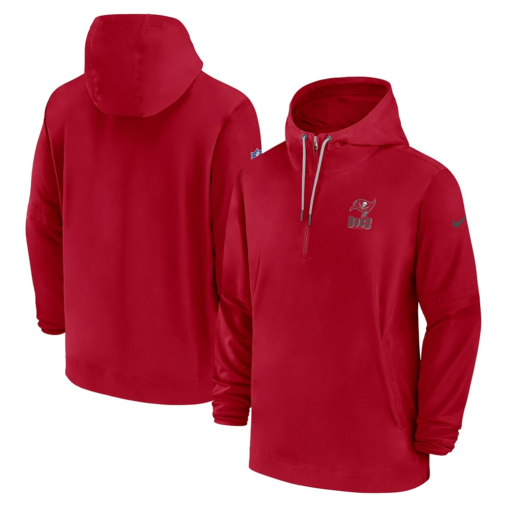 Men's Nike Red Tampa Bay Buccaneers Sideline Half-Zip Hoodie