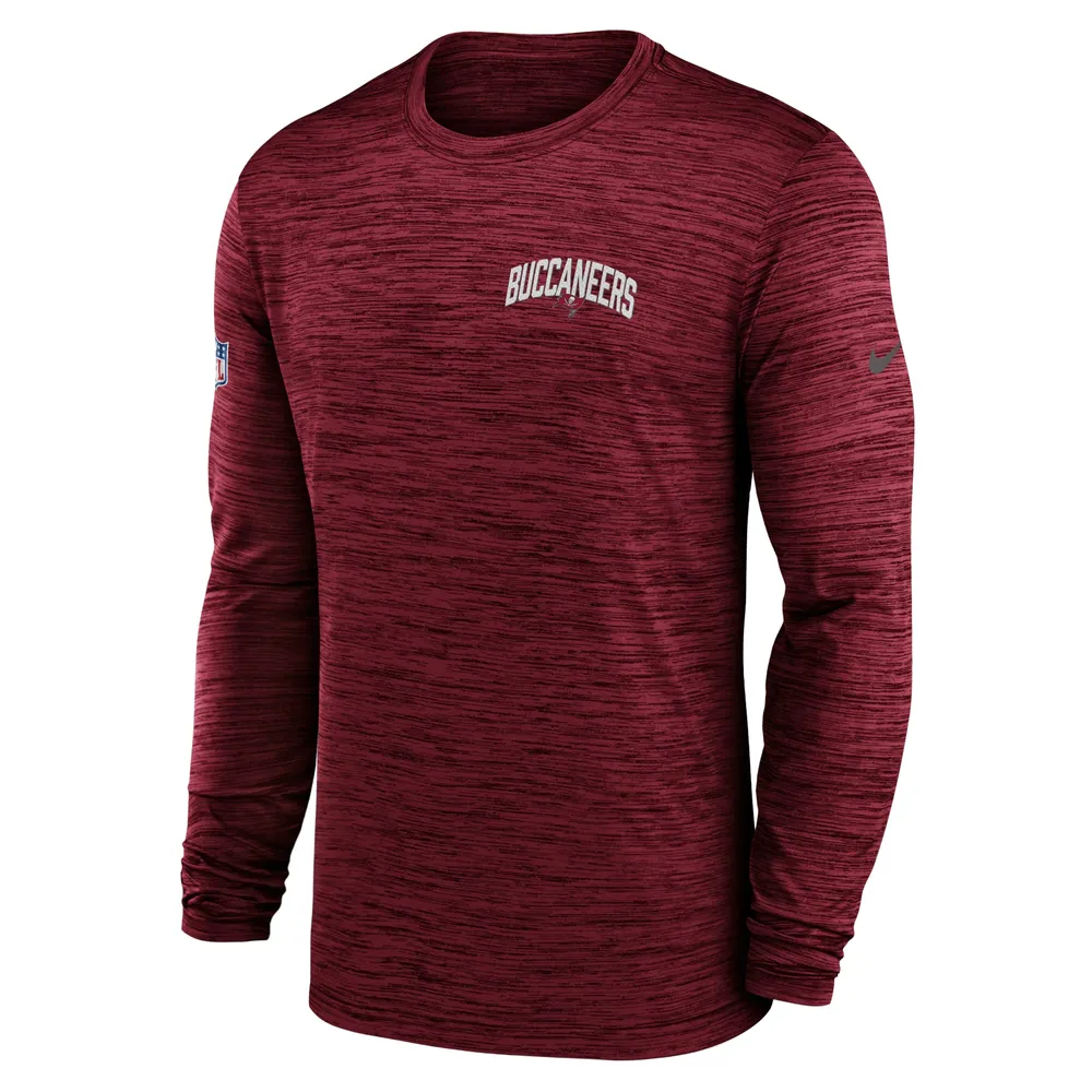 Men's Nike Red Tampa Bay Buccaneers Sideline Velocity Athletic Stack Performance Long Sleeve T-Shirt