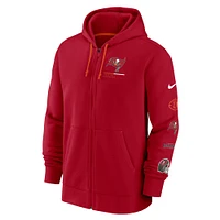 Sweat à capuche entièrement zippé Nike rouge Tampa Bay Buccaneers Surrey pour hommes