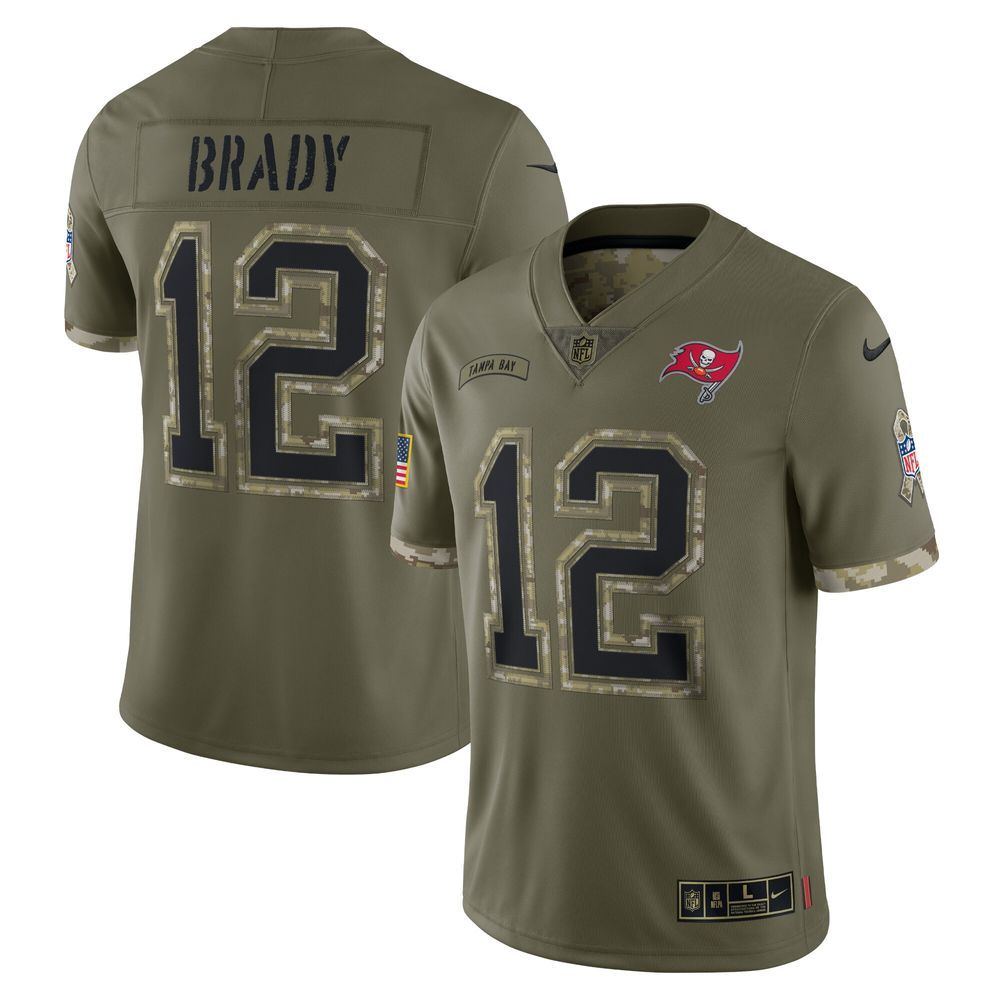 Men's Nike Tom Brady Olive Tampa Bay Buccaneers 2022 Salute To Service - Limited Player Jersey