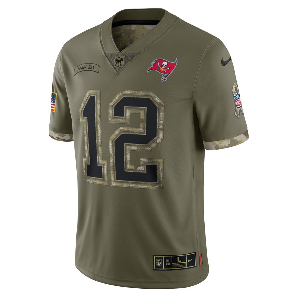 Men's Nike Tom Brady Olive Tampa Bay Buccaneers 2022 Salute To Service - Limited Player Jersey