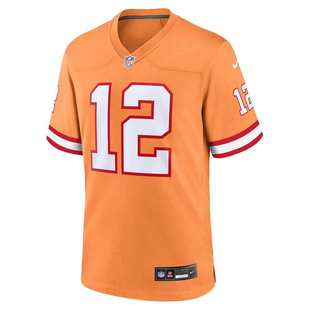 Maillot de match alternatif joueur retraité Nike Tom Brady orange des Buccaneers Tampa Bay pour hommes