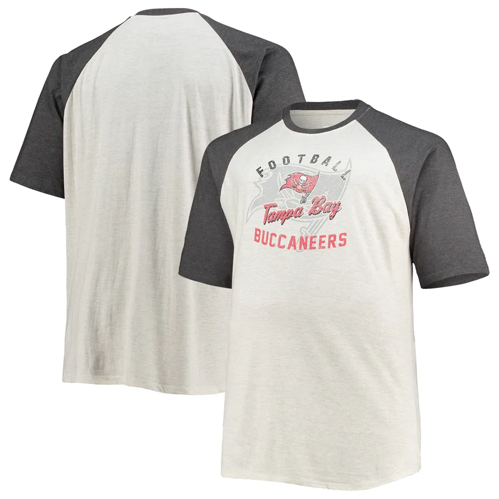 Lids Tampa Bay Buccaneers Big & Tall Raglan T-Shirt - Oatmeal/Heathered  Charcoal
