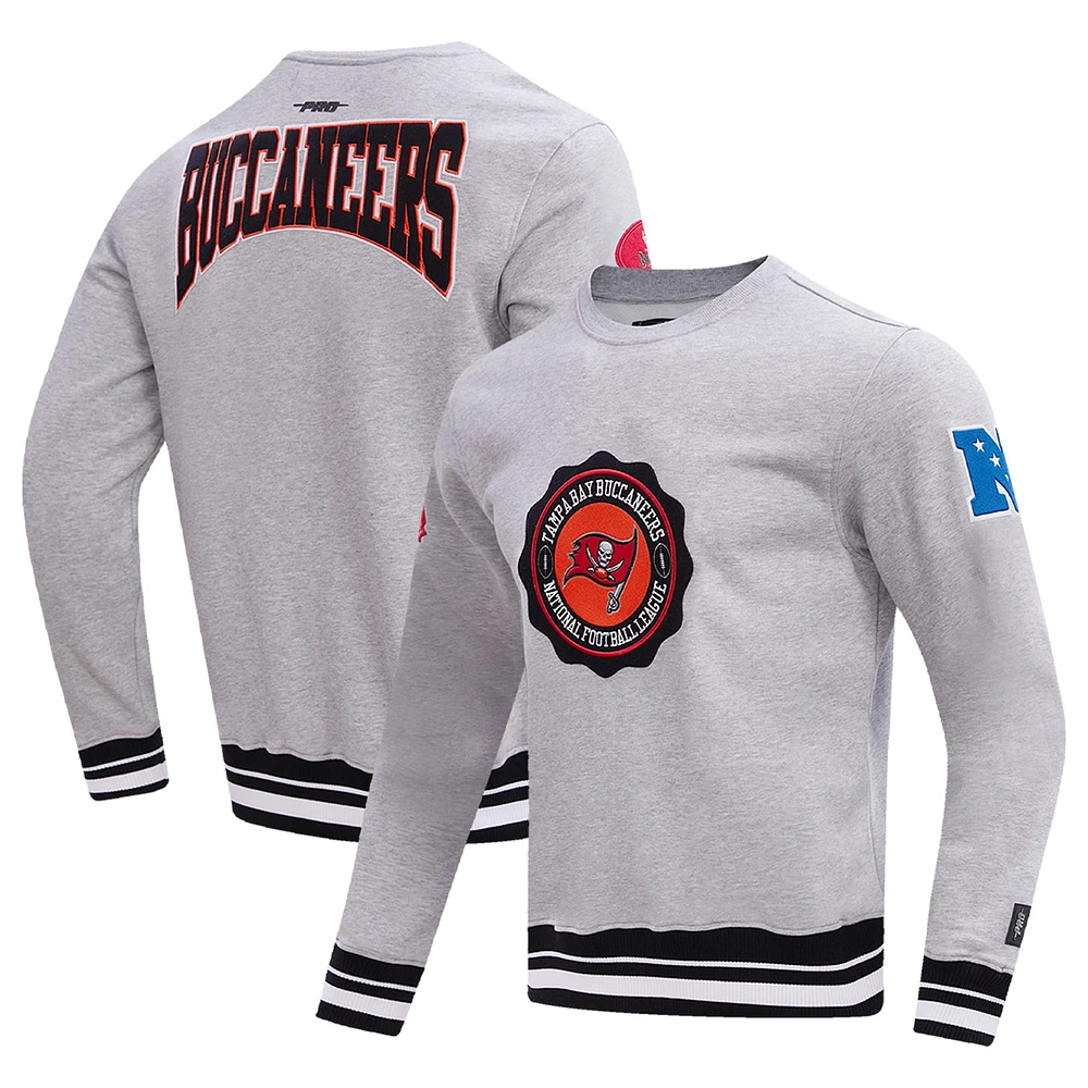 Men's Pro Standard Heather Gray Tampa Bay Buccaneers Crest Emblem Pullover Sweatshirt