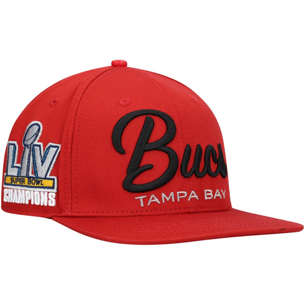 Men's Pro Standard Red Tampa Bay Buccaneers LV Super Bowl Champions Script Wordmark Snapback Hat