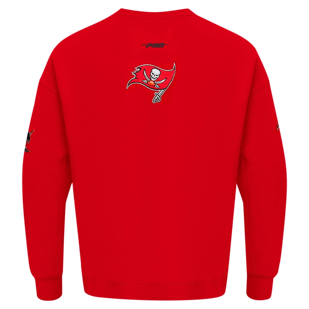 Men's Pro Standard Red Tampa Bay Buccaneers Turn It Up Drop Shoulder Pullover Sweatshirt