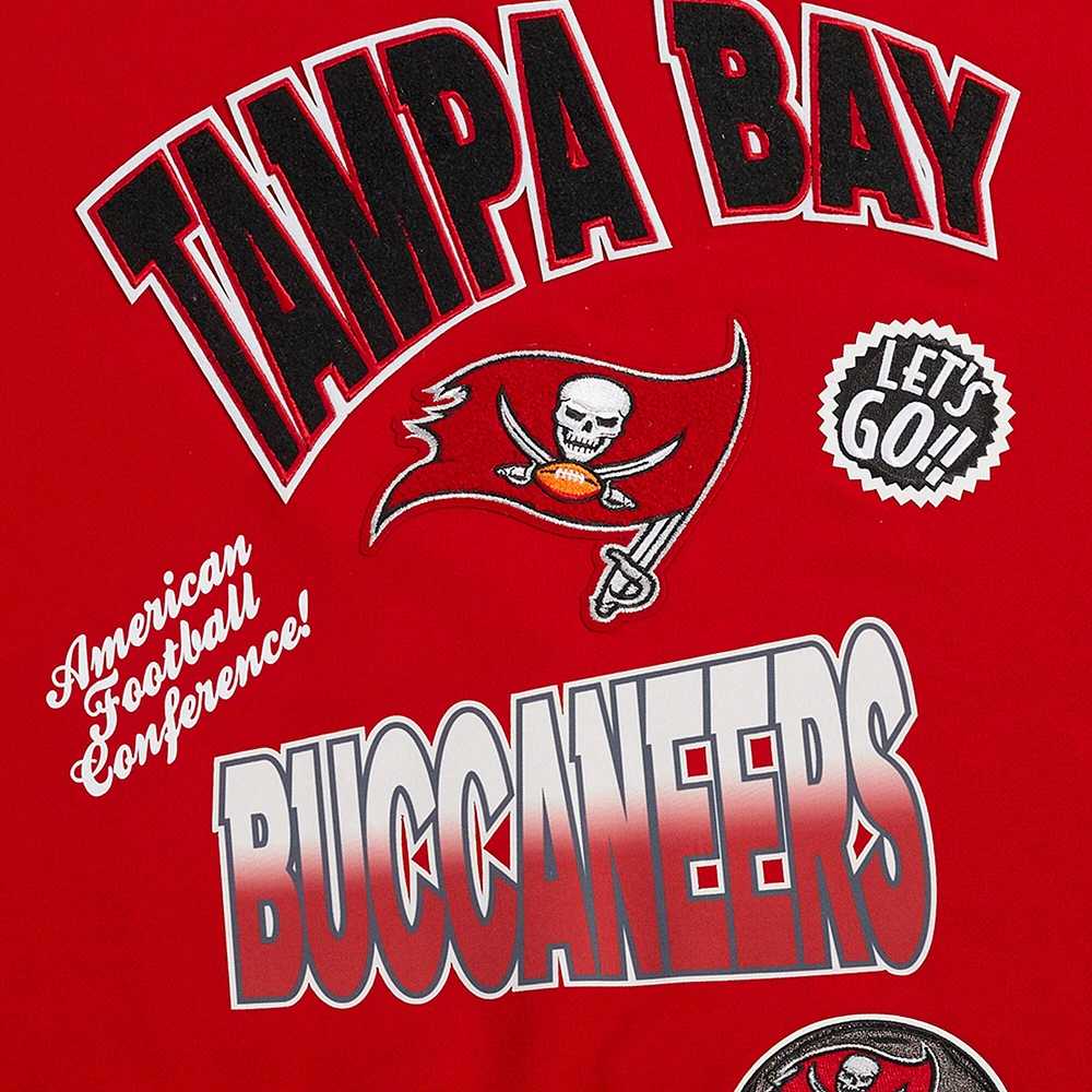 Men's Pro Standard Red Tampa Bay Buccaneers Turn It Up Drop Shoulder Pullover Sweatshirt