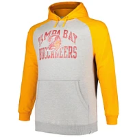 Profil pour hommes Gris chiné/orange Tampa Bay Buccaneers Big & Tall Favorite Arch Throwback Raglan Pull à capuche