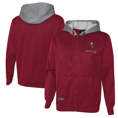 Sweat à capuche entièrement zippé rouge pour hommes des Buccaneers de Tampa Bay Combine Authentic Field Play