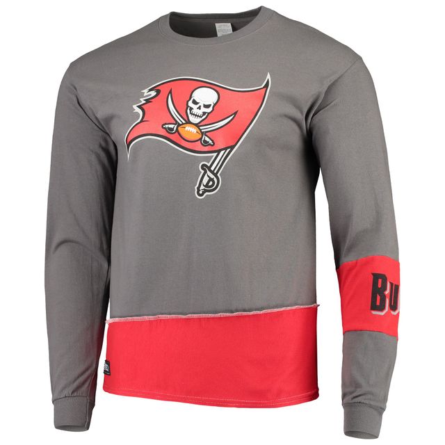 Refried Apparel Étain/Rouge Tampa Bay Buccaneers T-shirt à manches longues angle recyclé durable pour homme