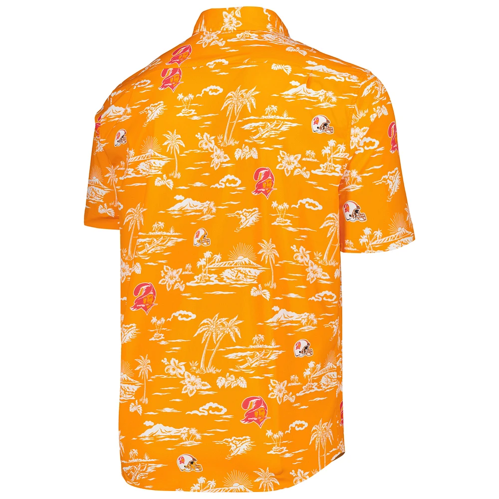 Chemise boutonnée à imprimé Kekai rétro des Buccaneers de Tampa Bay pour homme Reyn Spooner Orange