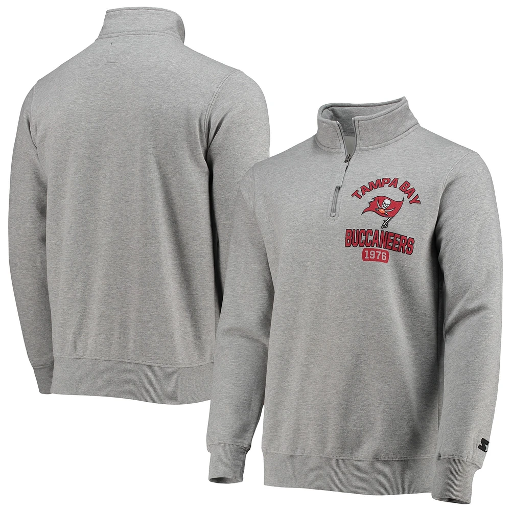 Veste pour homme Starter Heather Grey Tampa Bay Buccaneers Heisman Quarter-Zip Jacket