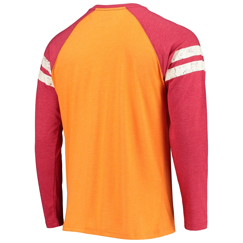 T-shirt à manches longues raglan Starter orange/rouge Tampa Bay Buccaneers Throwback League pour homme