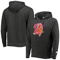 Men's Starter Pewter Tampa Bay Buccaneers Throwback Logo Full-Zip Hoodie